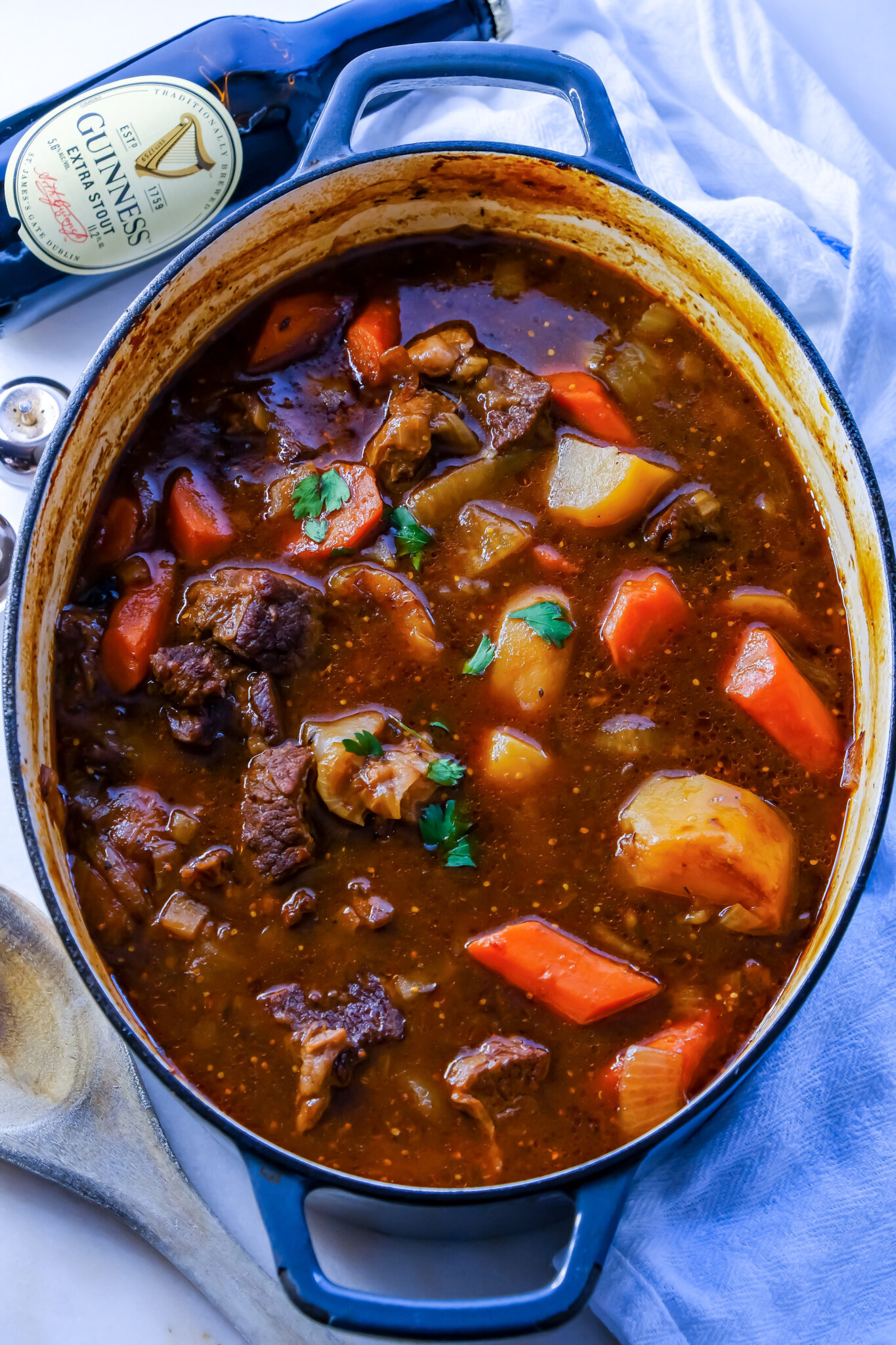 One-Pot Pub Style Guinness Beef Stew With Mustard Cream Sauce